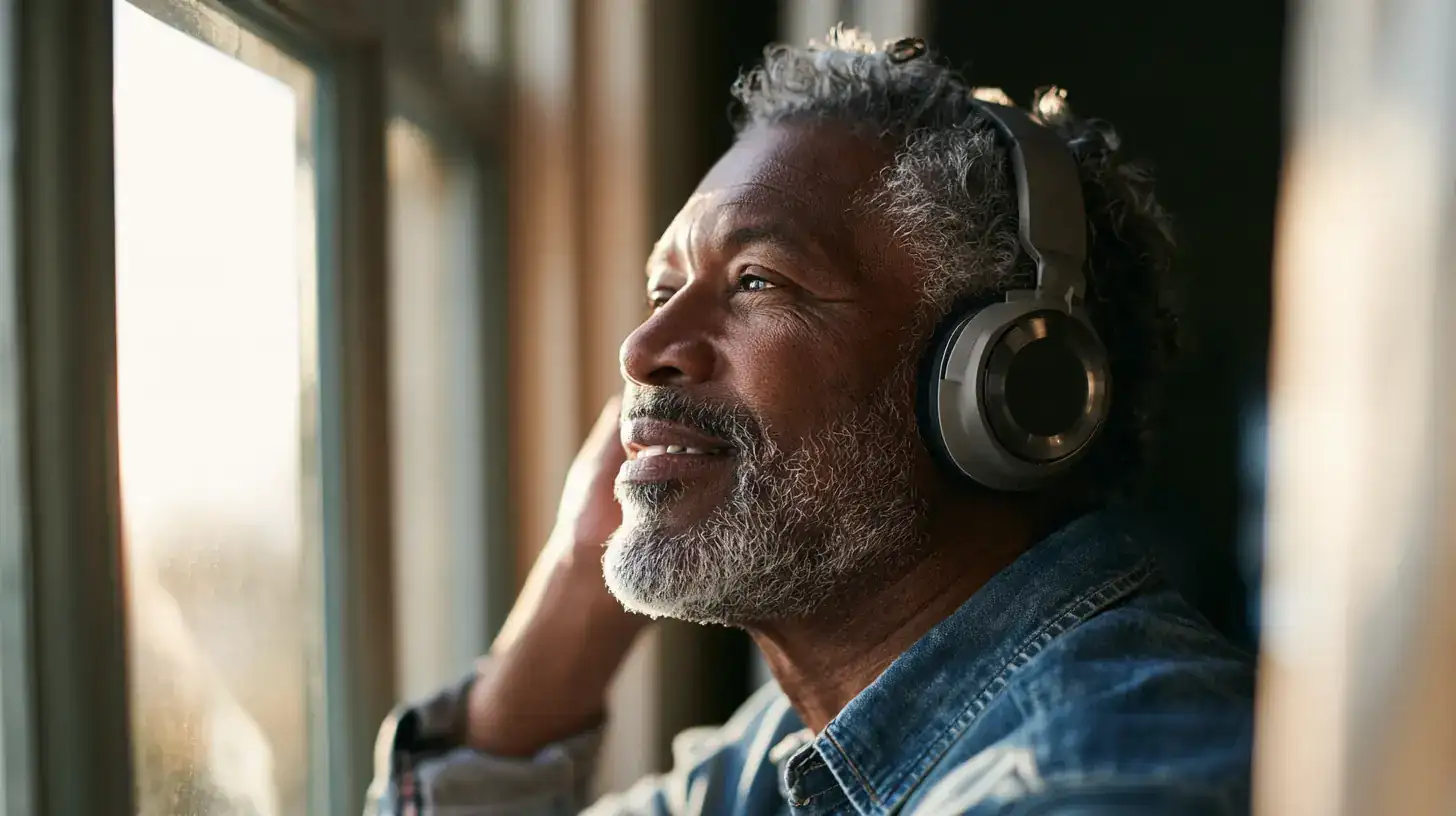 A Black man in his fifties with a printed report and a pen on a kitchen table