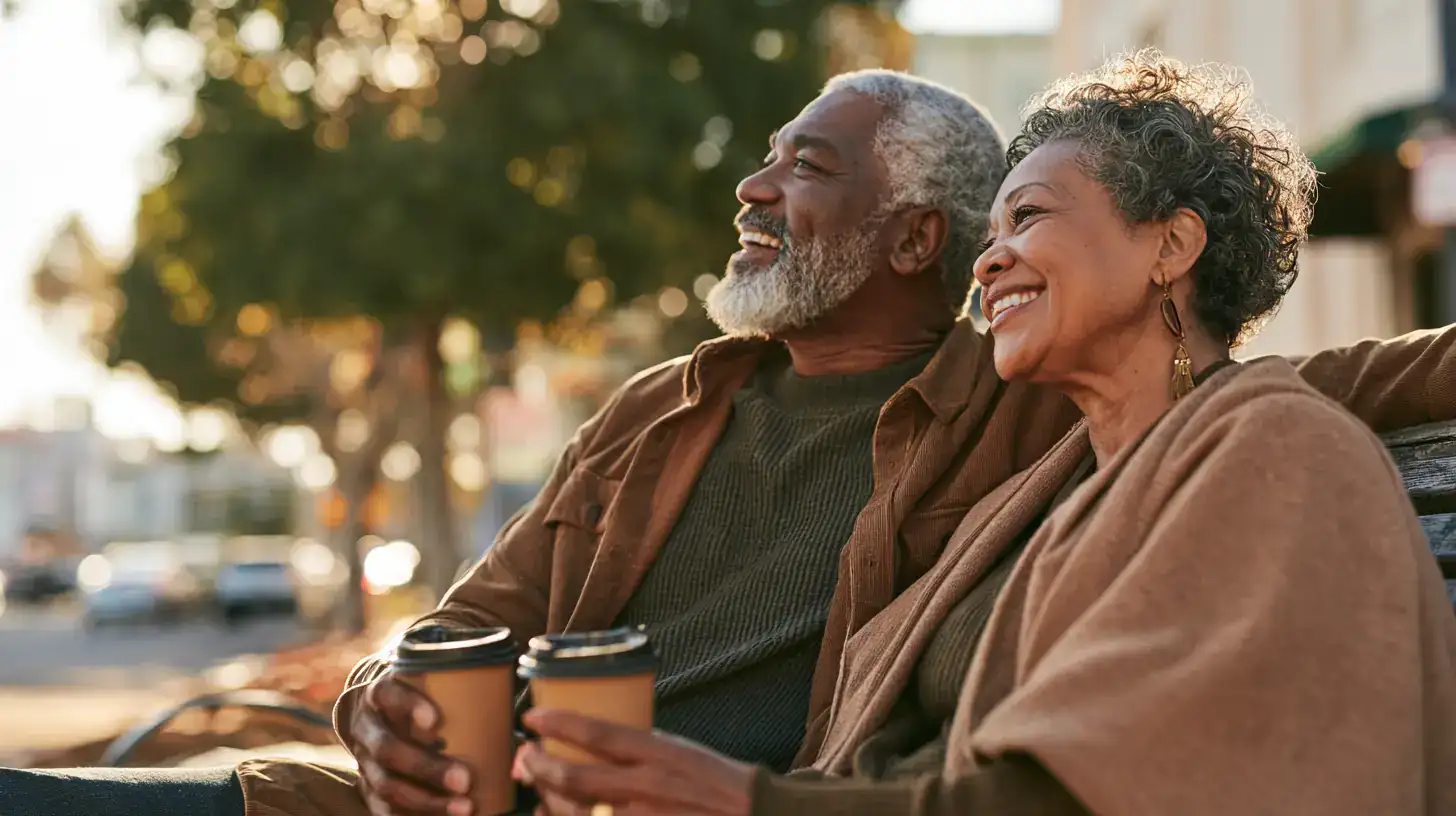 A Black man in his sixties and his wife sorting post into two piles together