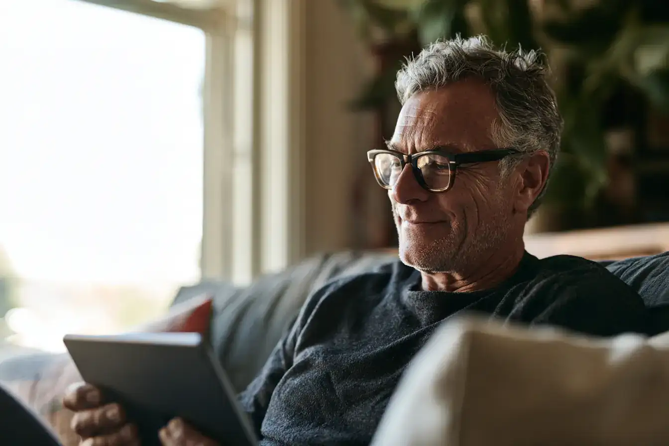 Two old friends in their seventies laughing at something a grandchild just whispered