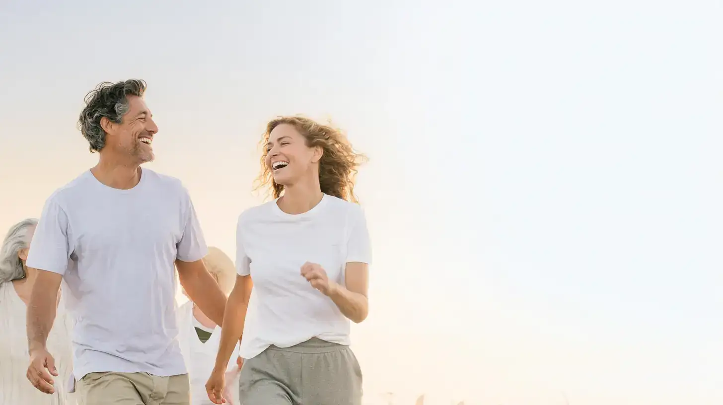 A group of mixed race people enjoying a walk along mission ba