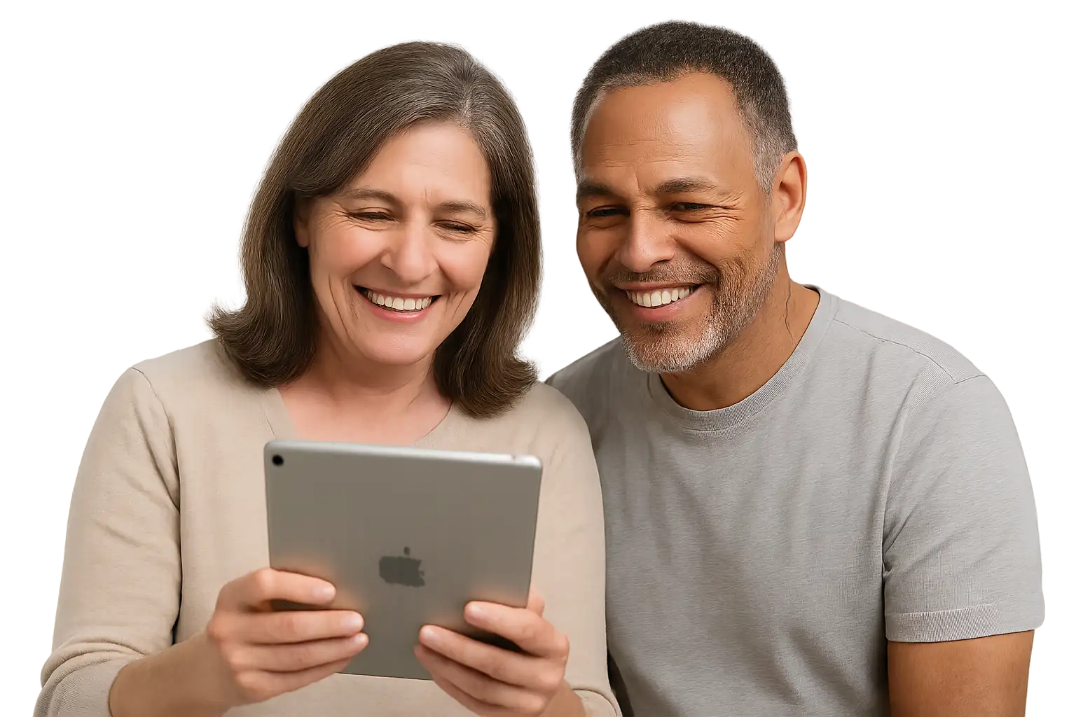 A man and a woman looking at Memory Exam results together